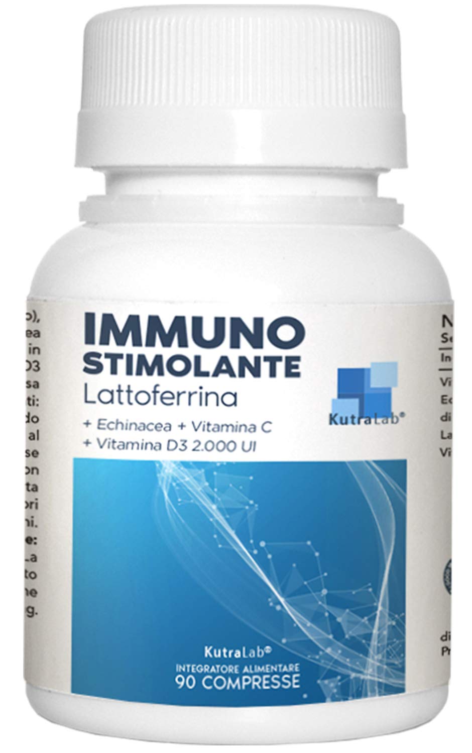 LATTOFERRINA Integratore Immunostimolante, 90 Compresse, Lattoferrina, Echinacea, Vitamina C, Vitamina D3 2.000 U.I., Fornitura 3 Mesi