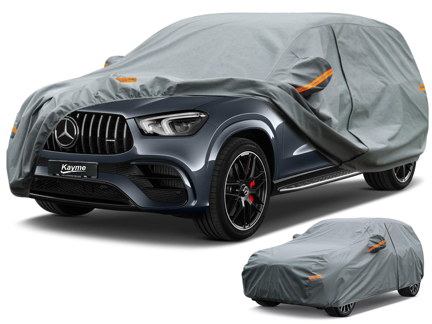 Telo Copriauto da Esterno, Kayme Copertura per Auto Impermeabile Anti UV Vento Antipolvere a 5 Strati. Compatibile Con Cayenne, BMW X5, GLE, Audi Q7/Q8, Range Rover, Grand Cherokee ecc(Fino a 485 cm)
