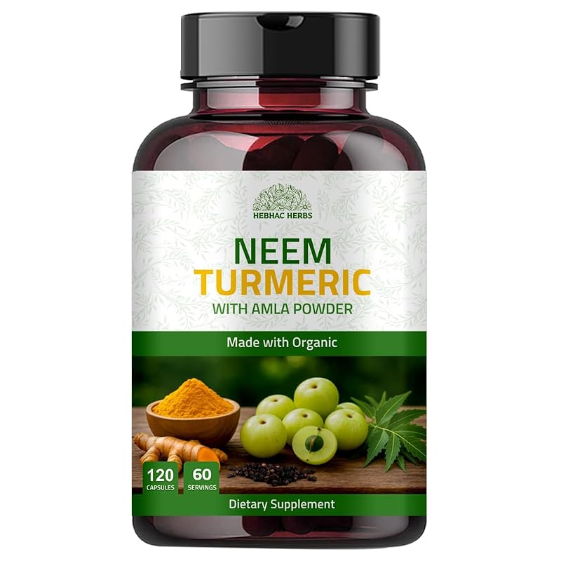 Hebhac Herbs Suplemento Fitoterápico de Neem com Cúrcuma, Amla e Pimenta-preta, 120 cápsulas vegetais