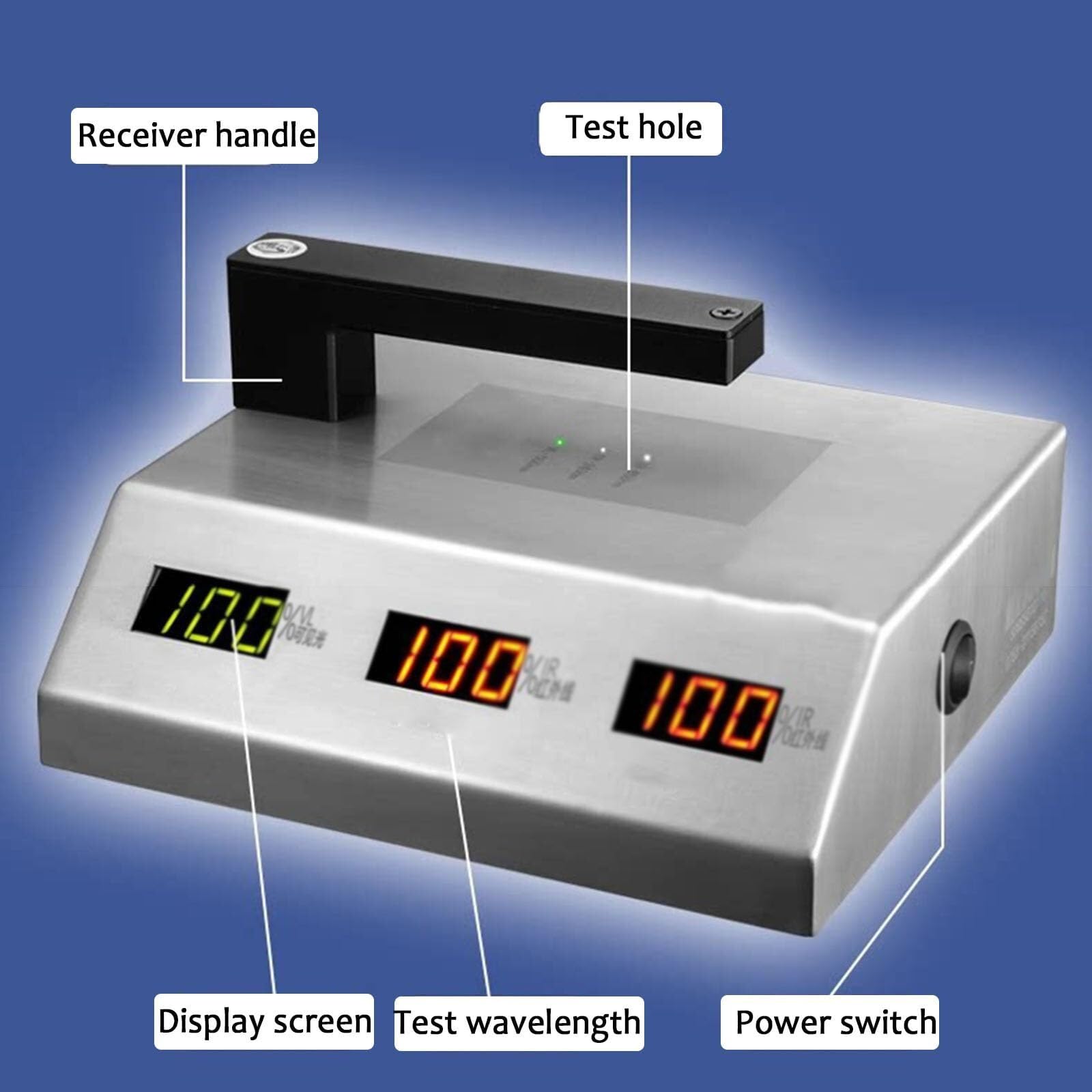 Medidor de transmitancia de lente óptica, probador de tinta de aceite de apertura, detector de transmisión de luz digital preciso para cubierta móvil, control de calidad de componentes electrónicos