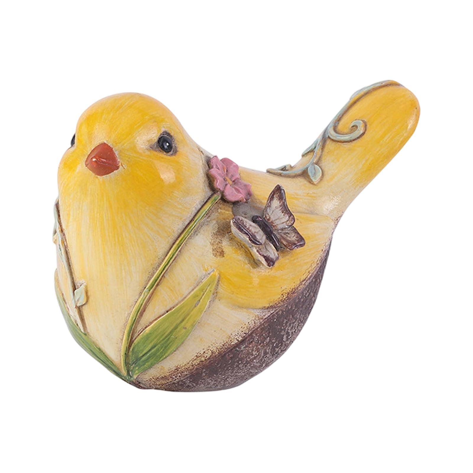 Bird Figurine for Tabletop Decor Resin Sculpture with Raised Flower and Butterfly Detail for Shelf and Console Table Tiered Tray Decor