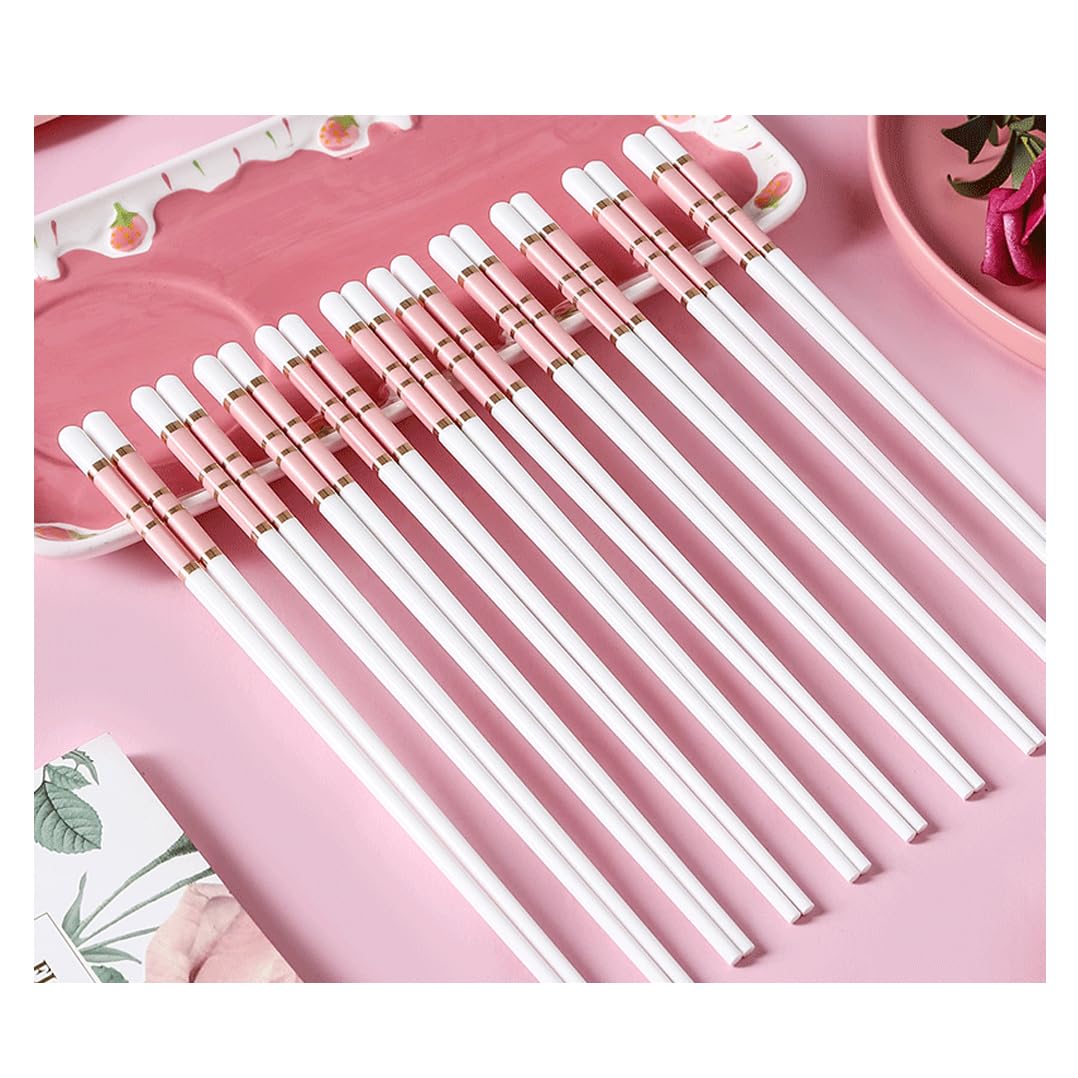 Baguettes, baguettes réutilisables en porcelaine mignonnes roses, coffret cadeau de 10 paires de baguettes de qualité supérieure avec étui, baguettes chinoises en céramique d'os de haute qualité avec