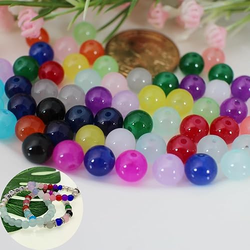 Miniatura 4 de PAMIR TONG 1000 cuentas de cristal de 0.315 pulgadas para hacer joyas, pulseras y suministros de cuentas, cuentas de jade imitativas, cuentas