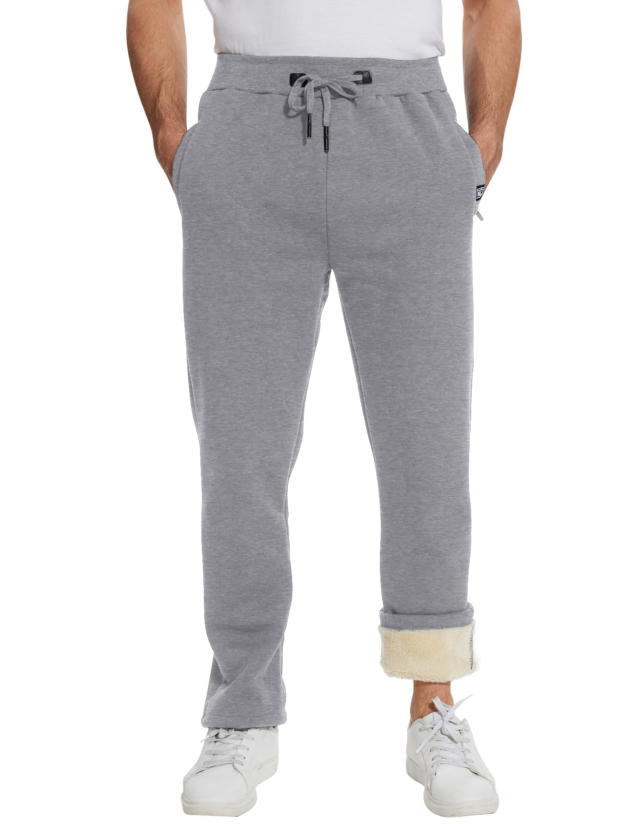 Flygo Fleece-Hose für Herren, warm, für den Winter, aktive Sherpa-Futter, Sweatpants