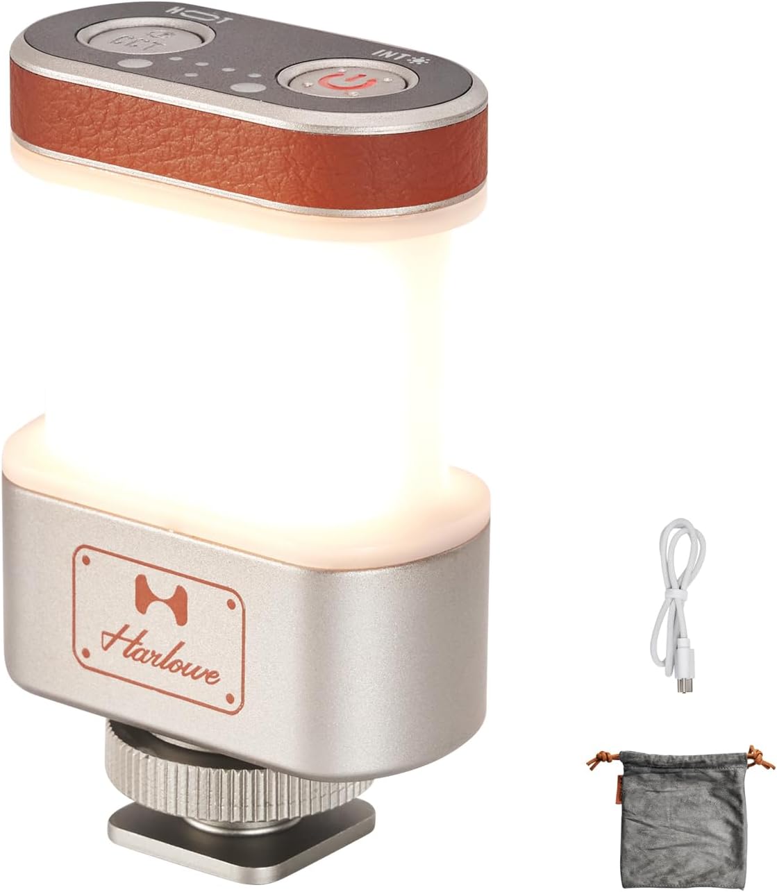 Harlowe 360° Camera Light for DSLR & Panoramic Cameras, Cold Shoe Mounted LED Video Light, 2700K–6500K CRI/TLCI 95+ Dimmable Portable Lighting for Photography & Video Recording