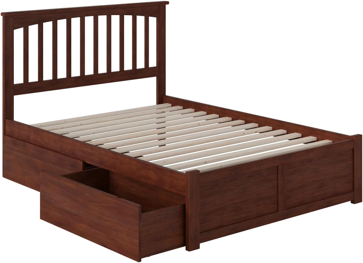 HomeStock Rustic Revival Platform Bed with Flat Panel Footboard and Turbo Charger with Bed Drawers, Timeless Elegance and Functional Storage Solution for Bedroom White/Twin
