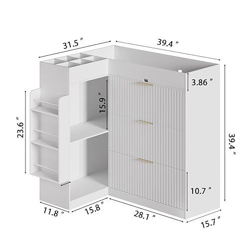 Miniatura 2 de Cambiador de pañales para guardería, cambiador de pañales con almacenamiento, tocador esquinero para bebé con 3 cajones y 2 estantes, cuna de