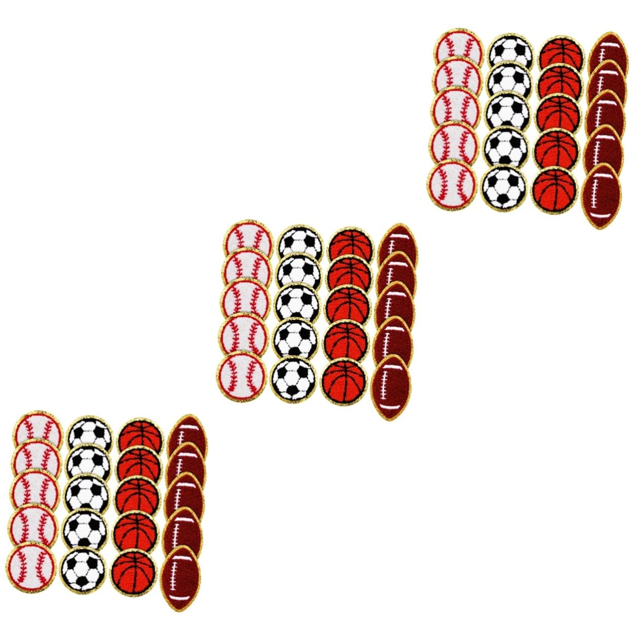 Tofficu 3 Series Parche De Tela Bordado Parches Bonitos Parches Para Pantalones De Corazón De Béisbol Parche Para Reparar Chaqueta Acolchada De Béisbol 20 piezas*3