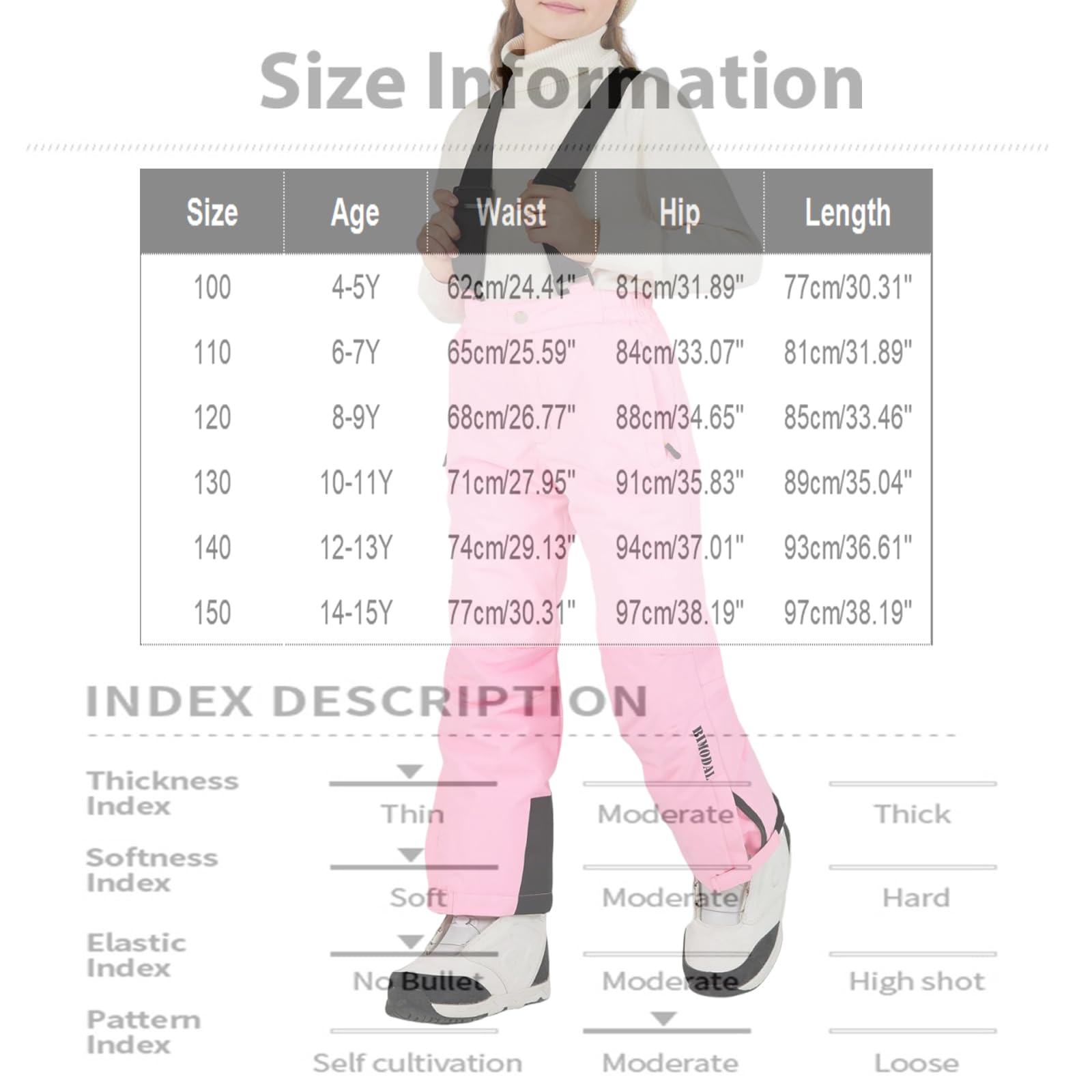 Skihose Kinder,Warme Skihose Kinder Wasserdicht Winddicht Atmungsaktiv Abriebfeste Schneehose Jungen Mädchen Mit Anpassbarer Beinlänge