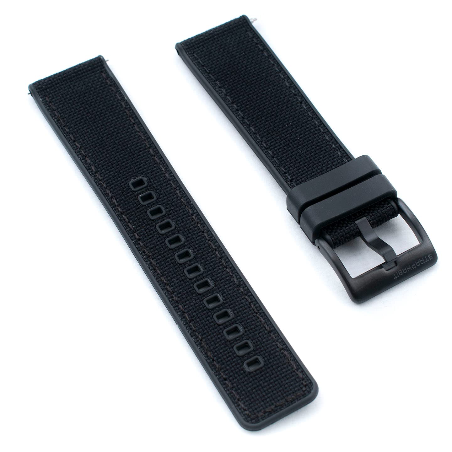 StrapHabit Quick Release Sailcloth and FKM Rubber Hybrid Watch Strap Band 20mm 22mm Nylon
