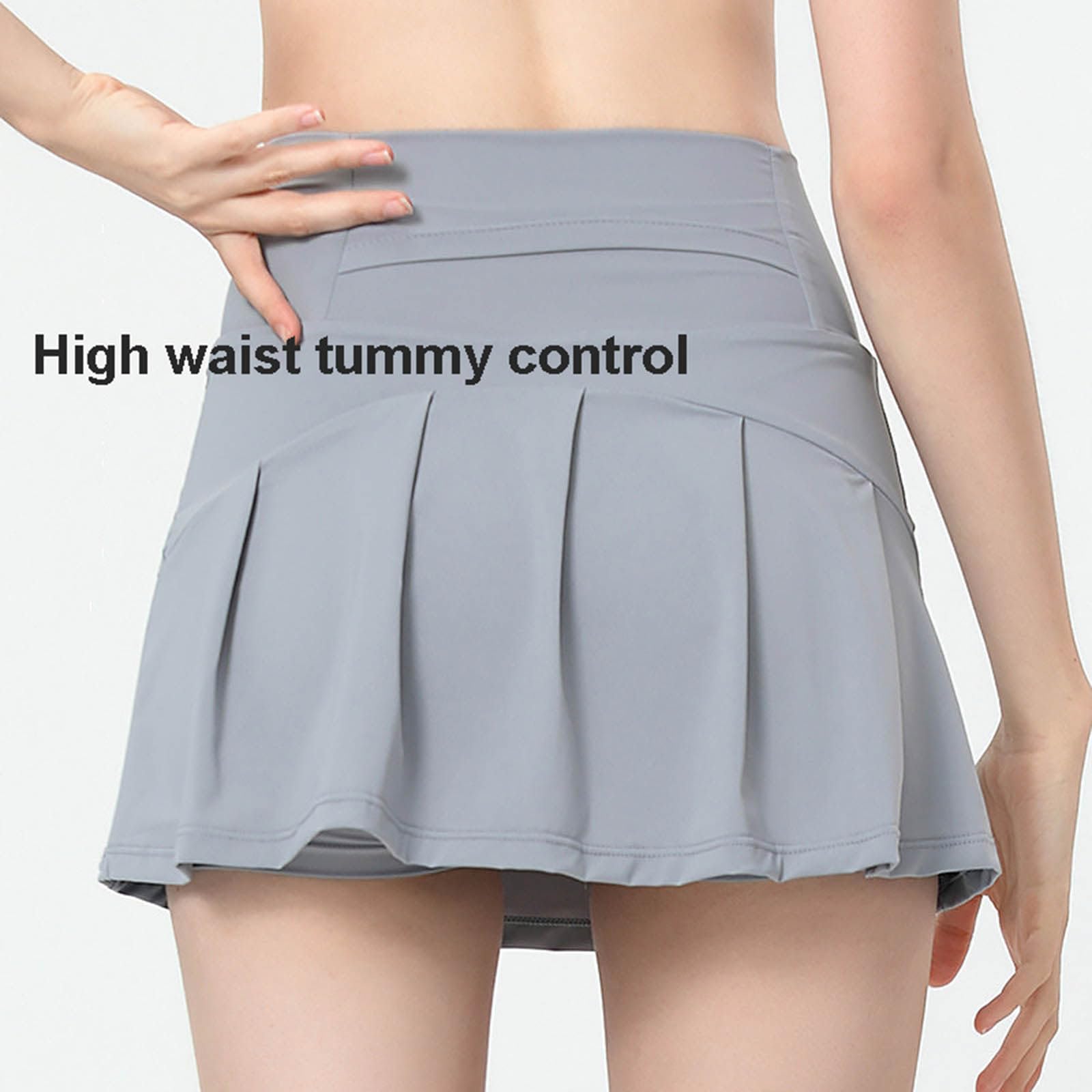 Jupes de Tennis pour Femmes avec Poches, Jupes de Golf trapèze Taille Haute, Shorts intégrés, Jupes-Shorts d'entraînement légères et décontractées,Black-L