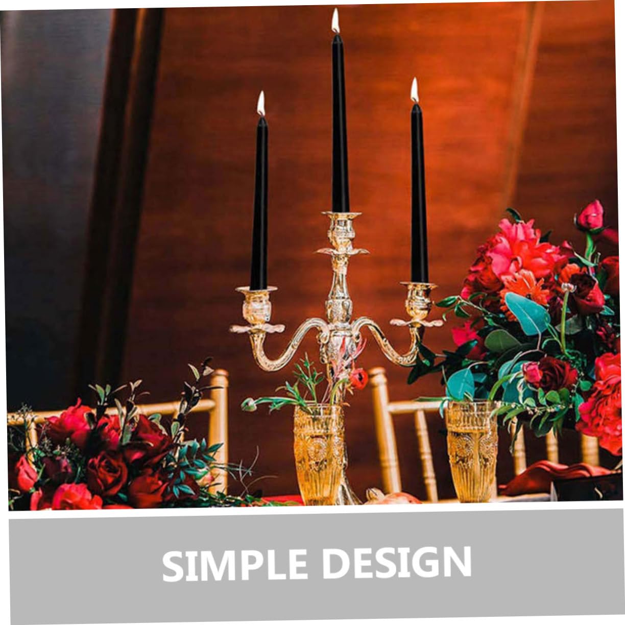 GOOHOCHY 4pcs Tall Candles Small Candles in Bulk Black Candles Unscented Taper Candles Smokeless Candles Black Taper Candles Candle Holders Paraffin Candles Black Wedding Decorations