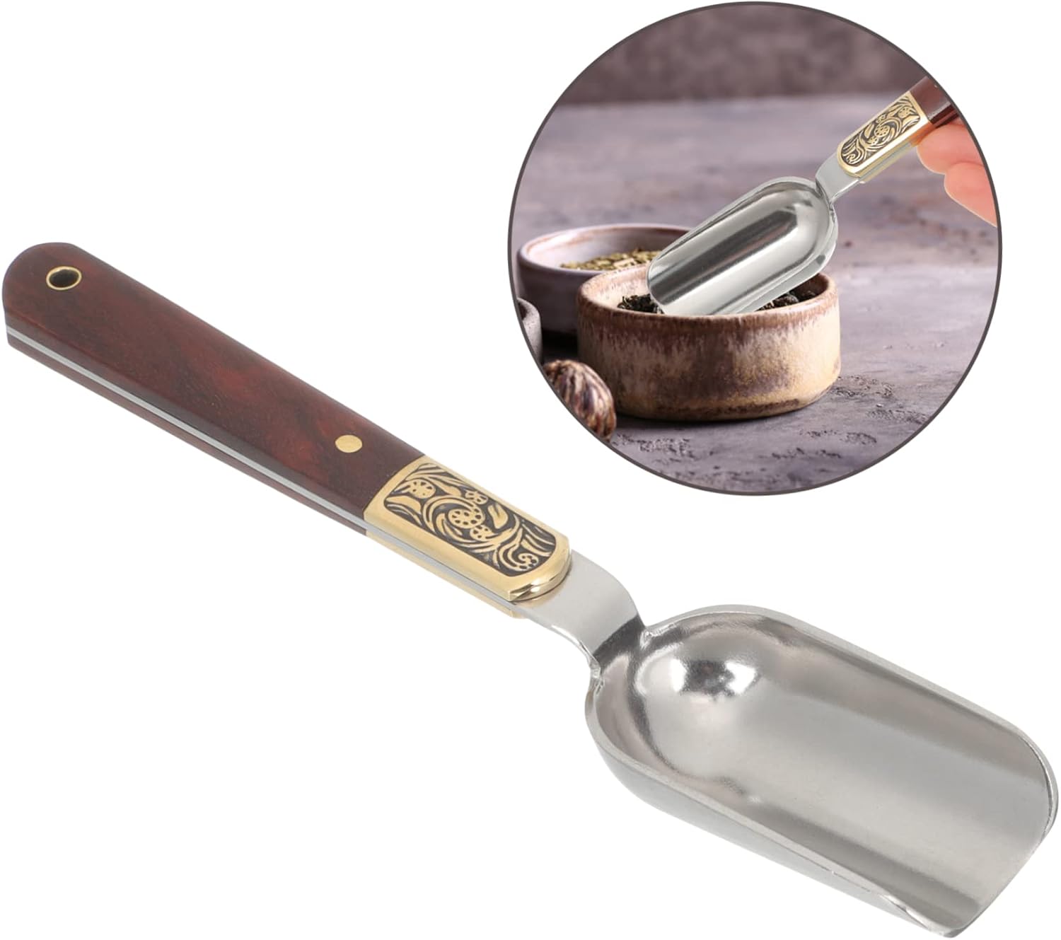 Ciieeo Tea Spoon with Wooden Handle Classic Tea Scoop Ergonomic Design for Home Kitchen Utensil