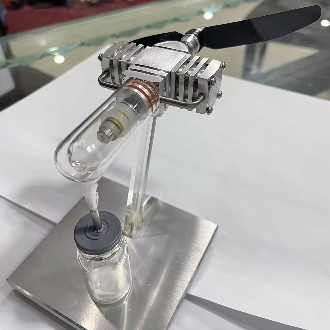 Stirling Engine Kit 13 x 12.5 x 9.8 cm, Closed Cycle Reciprocating Stirling Engine Motor External Combustion Model Physics Science Experiment for Youth Adult