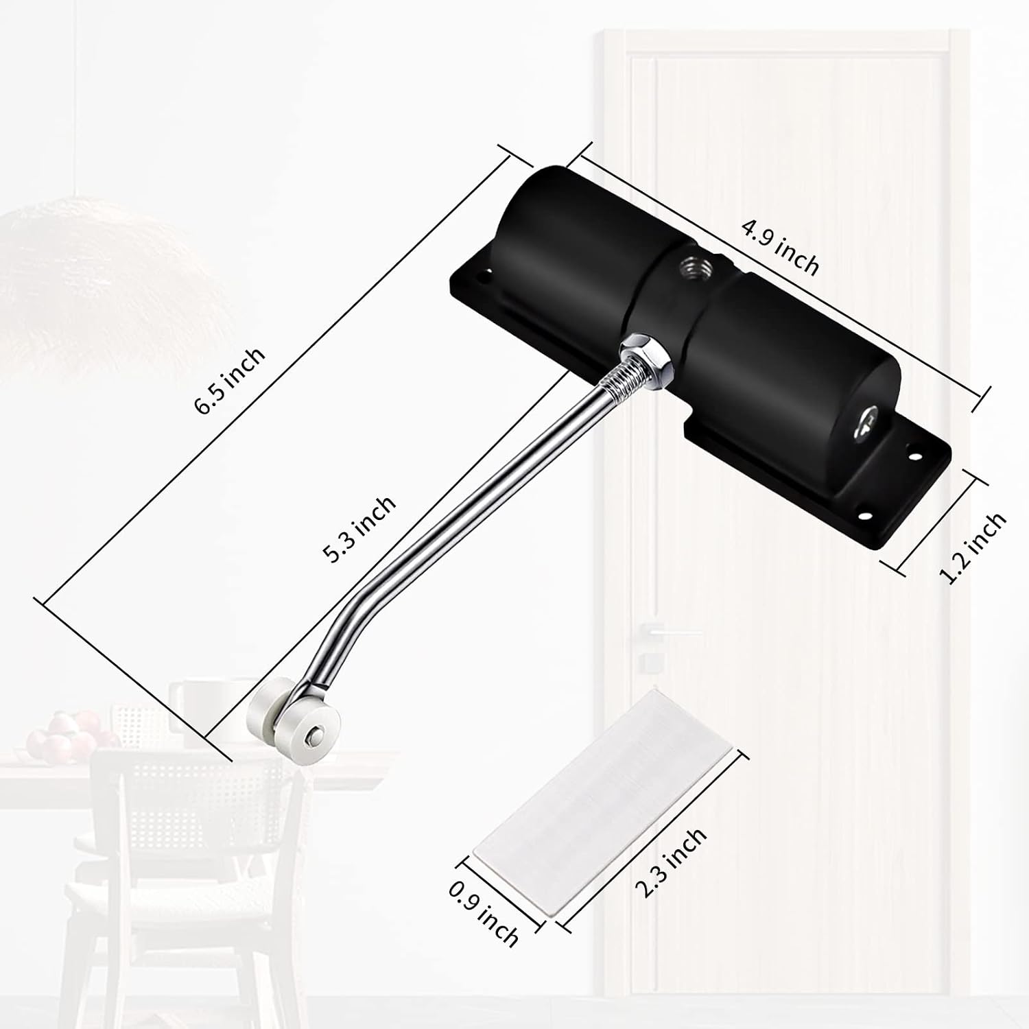 Door Closer Automatic Safety Spring 2 Pack Black Self Closing | Adjustable Self Closing Device, Hinged Door Conversion, Home Office Entrance Use, Durable Metal Black, Spring Doors Closer
