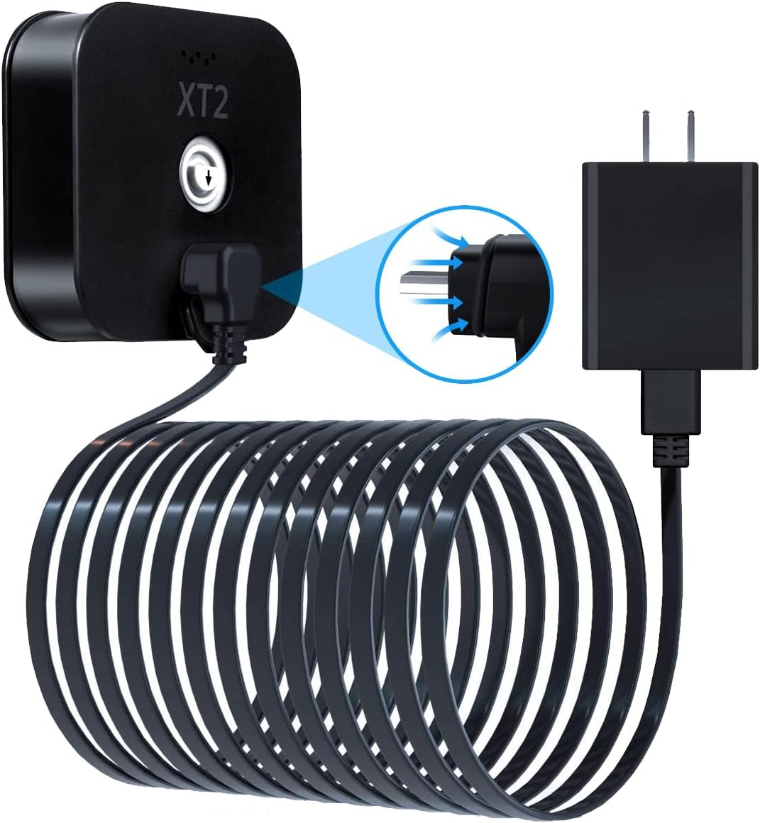 Itramax10 FT Blink Outdoor/Indoor (3rd Gen) Charger Cable with Adapter(1 Pack),Compatible for Blink XT/XT2 Camera Charging Brick and 90 Degree Right Angled Micro USB Cord,Waterproof Power Wire Supply