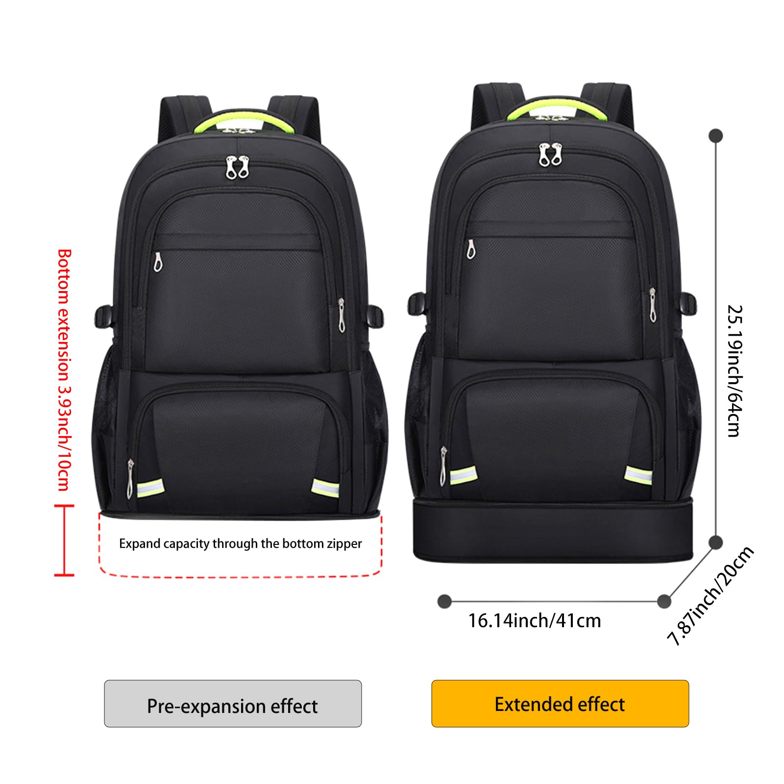 Nayubo 65L Hiking Backpack for Men Waterproof Expandable Travel Backpack Carry On Backpack Casual Daypack Large Rucksack for Camping Outdoor Sports Trekking (Black)