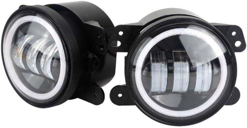 Lzcat4 inch 60W 6000LM Fog Lamps For car LED Fog Light 2pcs Kit with Halo White DRL + Amber Turn Signal (4 inch)