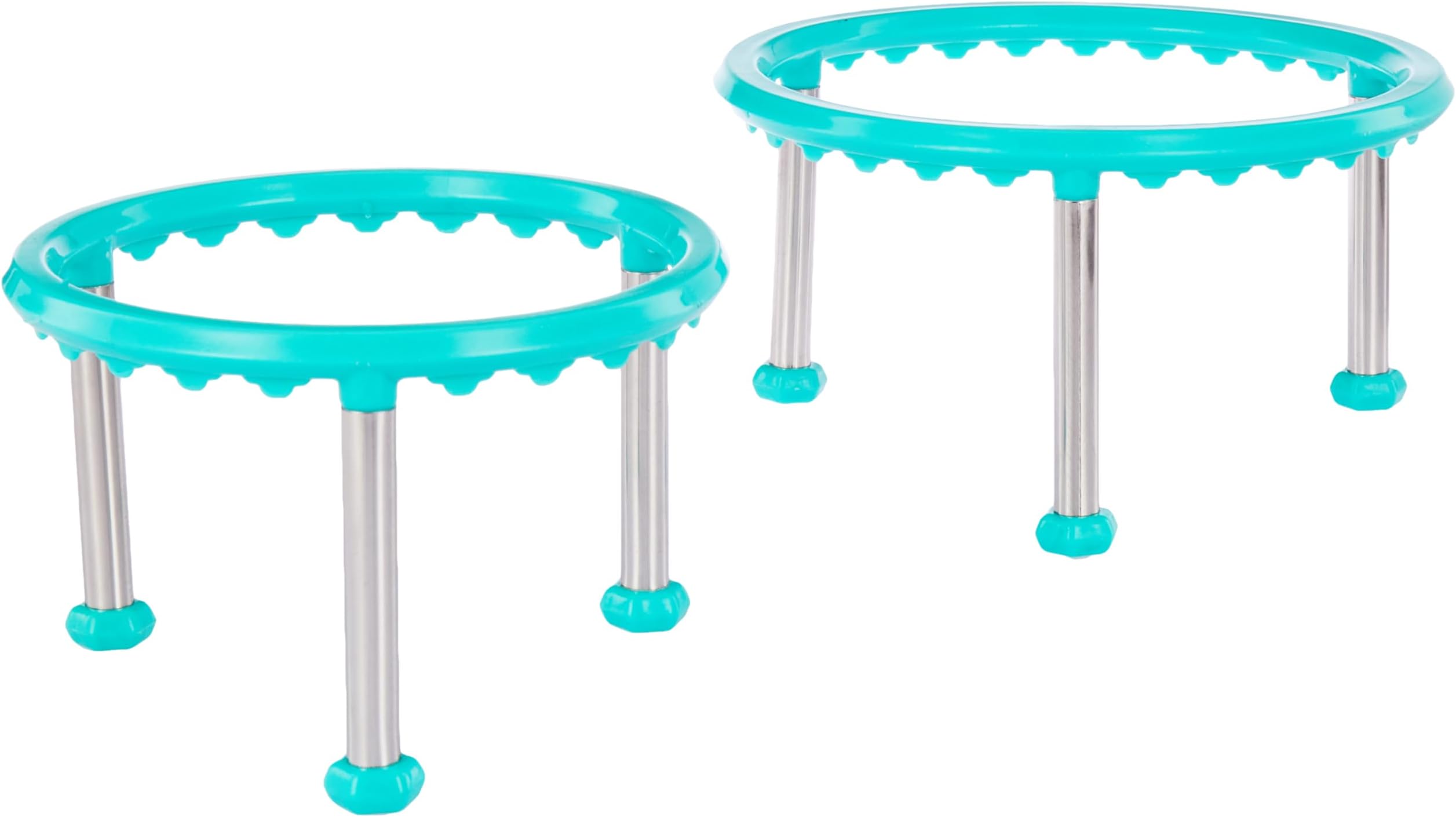 Ritu Plastic Pot Stand with Stainless Steel Tiered Shelf Legs | Durable Matka Stand for Kitchen | Single Countertop Ring Matka Stand Set of 2 | Space -Saving & Sturdy Design for Home Use