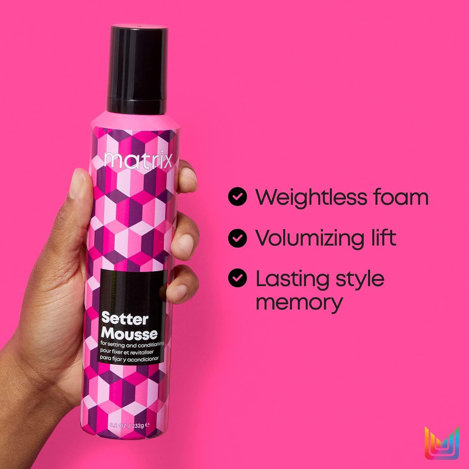 Matrix Setter Mousse - Provides Volumizing Lift and Shine, Humidity Resistant and Controls Frizz, For All Hair Types, Professional Hair Styling and Salon Styling Mousse, 11.3 Fl Oz
