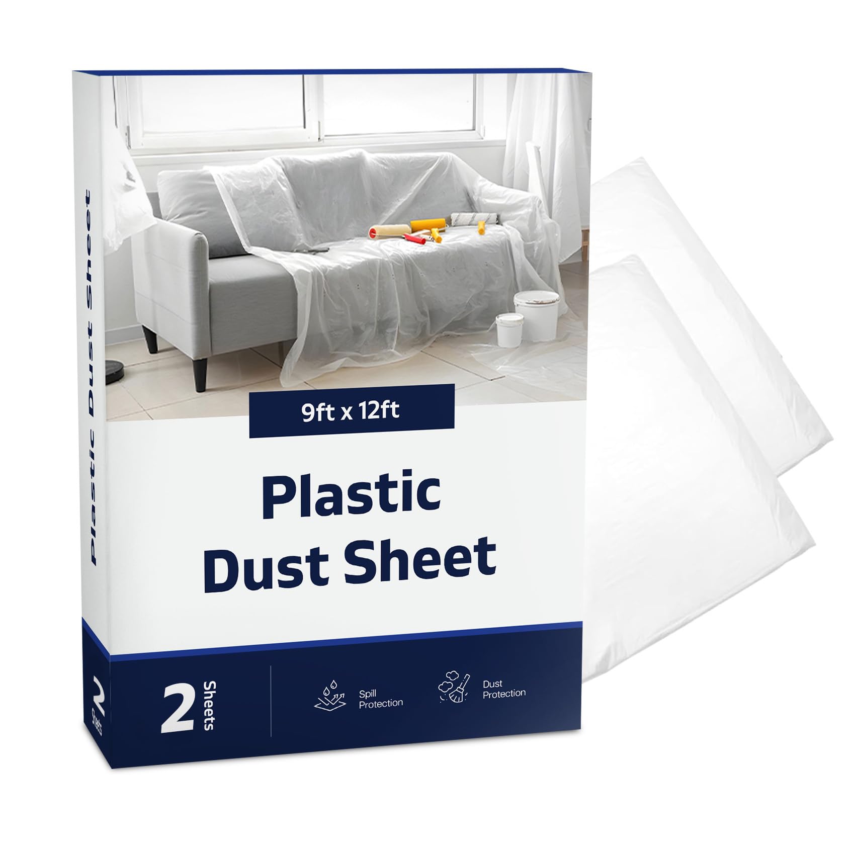 Besto 2Pk Pvc Dust Sheets Plastic Dust Sheets For Decorating Pack Of 2 Painting Sheets Drop Cloth Polythene Sheeting Large Plastic Sheets To Cover Furniture, Floor & Diy Projects