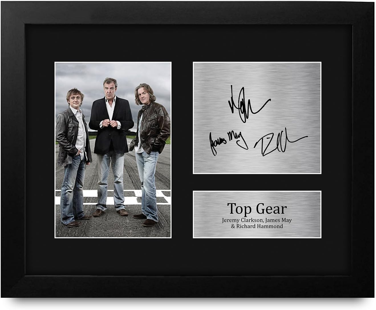 HWC Trading Top Gear Clarkson, May, Hammond Framed Gifts Printed Signed Autograph Picture for TV Show Fans - US Letter Size