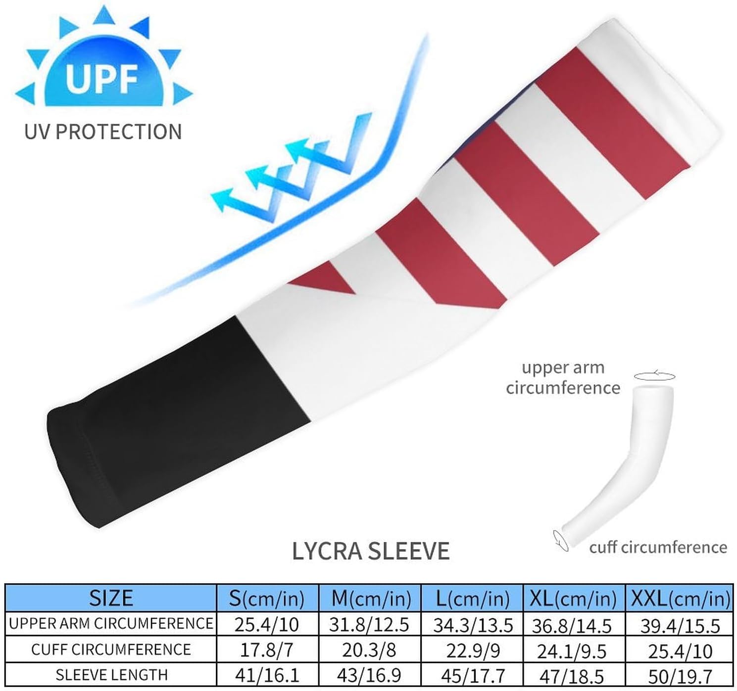 U.S.A. Egypt Flag Arm Sleeves Cooling Sun Protection Sports Compression for Golf Basketball