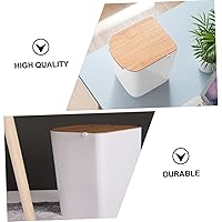 Vista 3 de Bote de basura de plástico moderno con tapa tipo prensa para baño y cocina, diseño compacto con capacidad