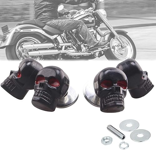 Miniatura 2 de Venveal Skull - Tornillos universales para placa de matrícula de automóvil y motocicleta, tornillos de marco de matrícula 3D de acero inoxidable con