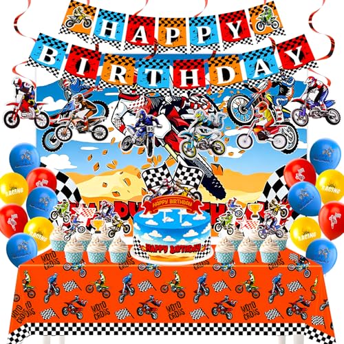 Dirt Bike Birthday Party Decorations-Motocross Theme Party Supplies