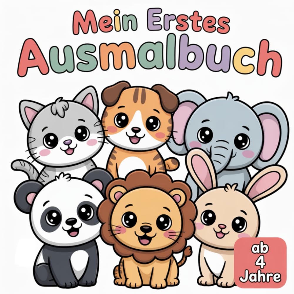 Mein erstes Ausmalbuch: Süße Tiere zum Ausmalen für Kinder ab 4 Jahren – Einfache Motive mit dicken Linien für Mädchen und Jungen