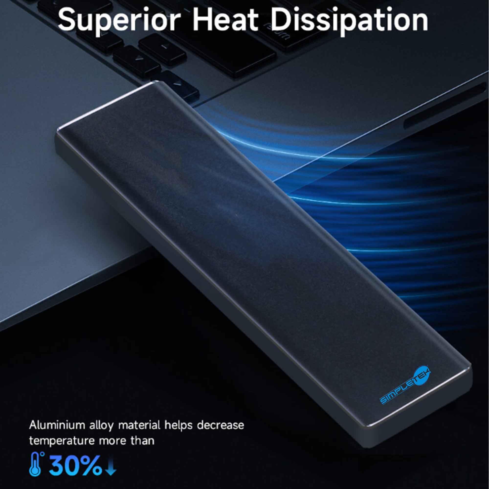 SIMPLETEK Caddy Obudowa SSD M.2 Dual Protocol 10 Gb/s USB 3.1 typu C | NVMe (10G) i SATA (6G) | SSD 16 GB w zestawie