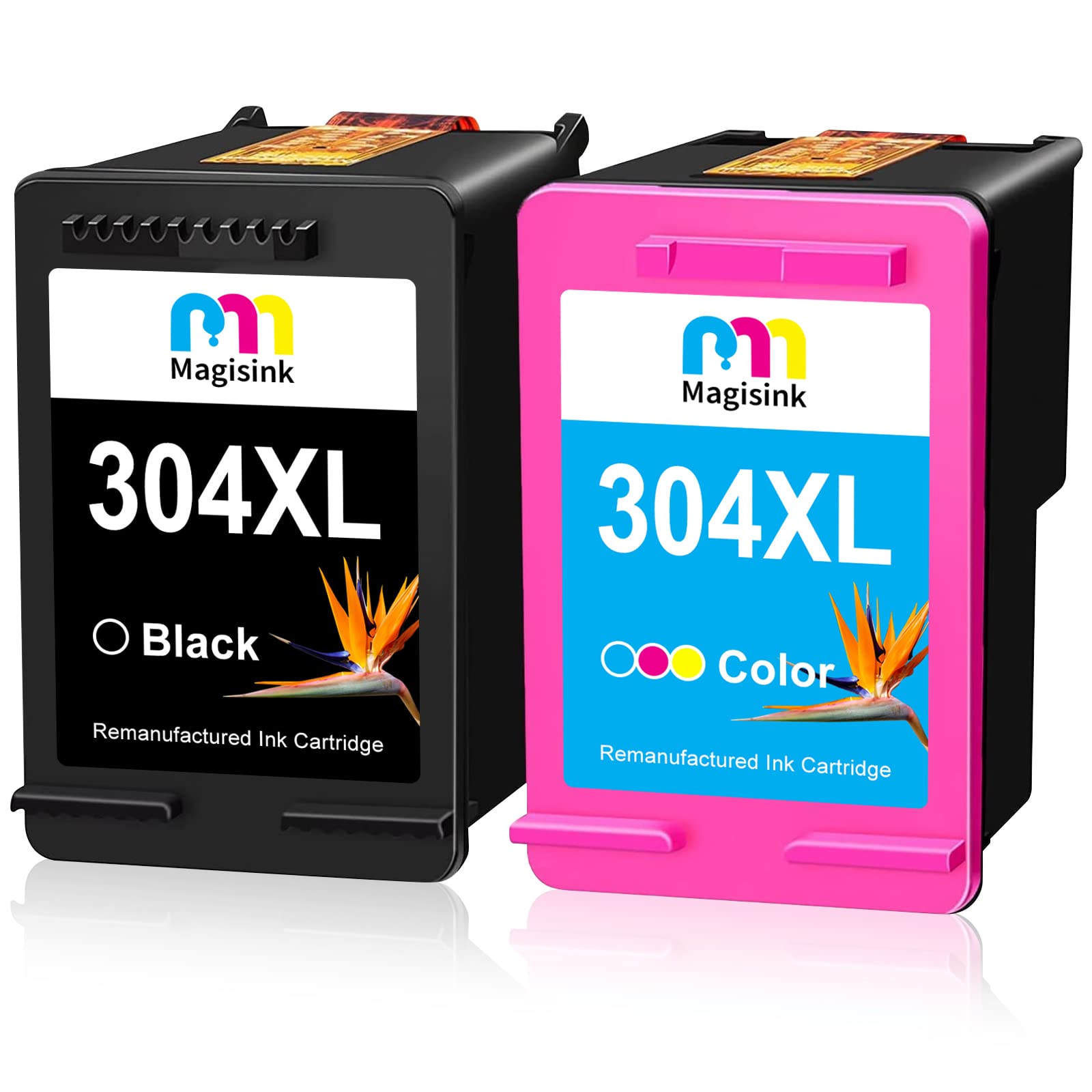Magisink 304xl Ink Cartridges Replacement for HP 304 304XL for HP Envy 5010 5020 5030 5032 Deskjet 2620 2622 2630 2632 2633 2634 3720 3730 3733 3735 3750 3760 3762 3764 AMP 130 (1 Black,1 Tri-colour)