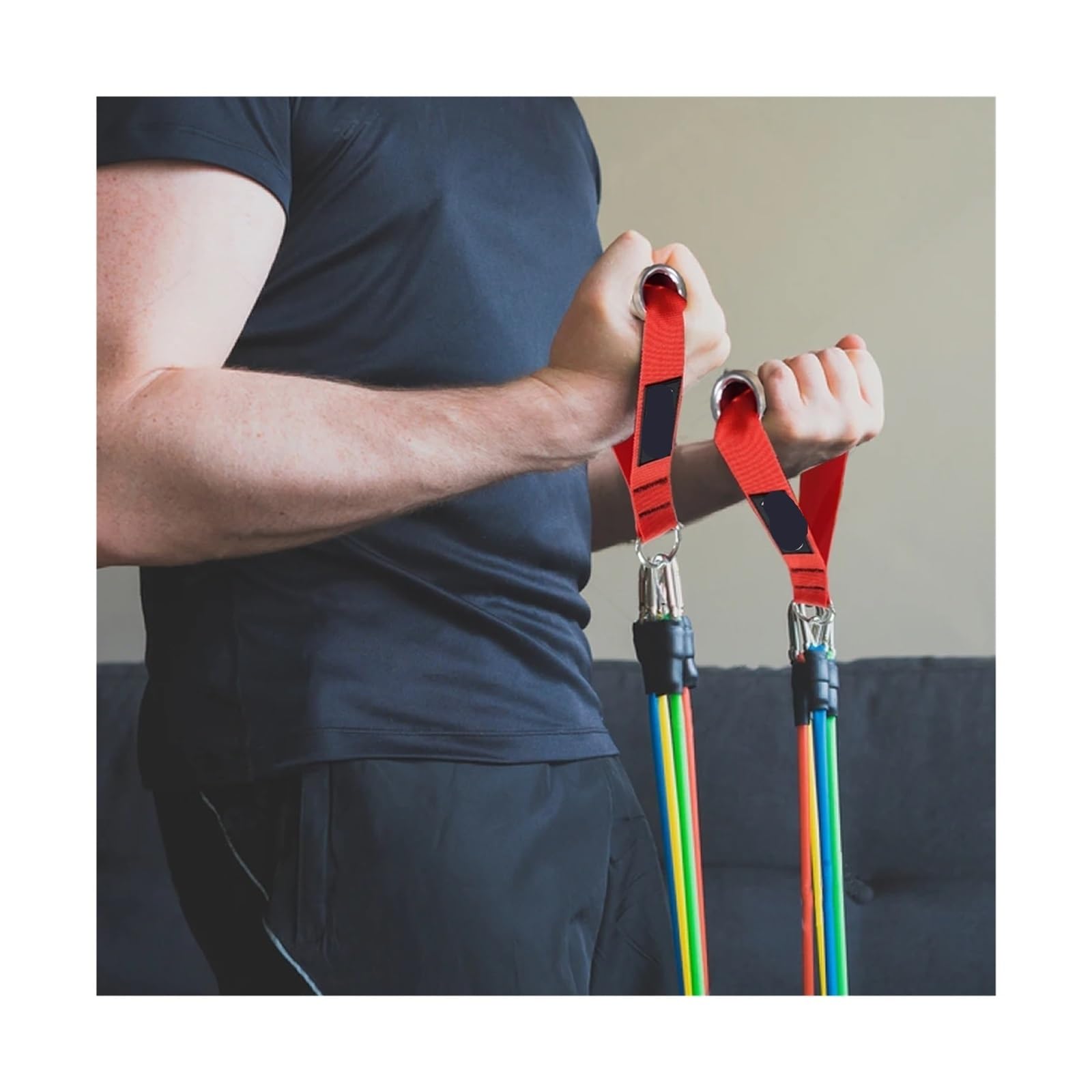 Gym Widerstandsbänder Griffe Heavy Duty Metall Gym Griffe Kabel Maschine Befestigung Widerstand Band Workout Hand Griffe Fitness Mehrere Farben(16)