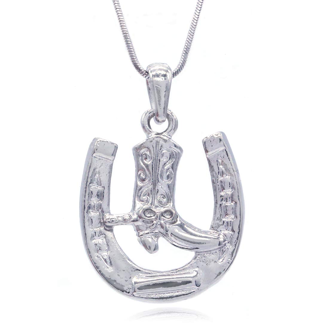 Horseshoe Cowboy Boots Cross Pendant Necklace Cowgirl Charm Ladies Women Fashion Jewelry