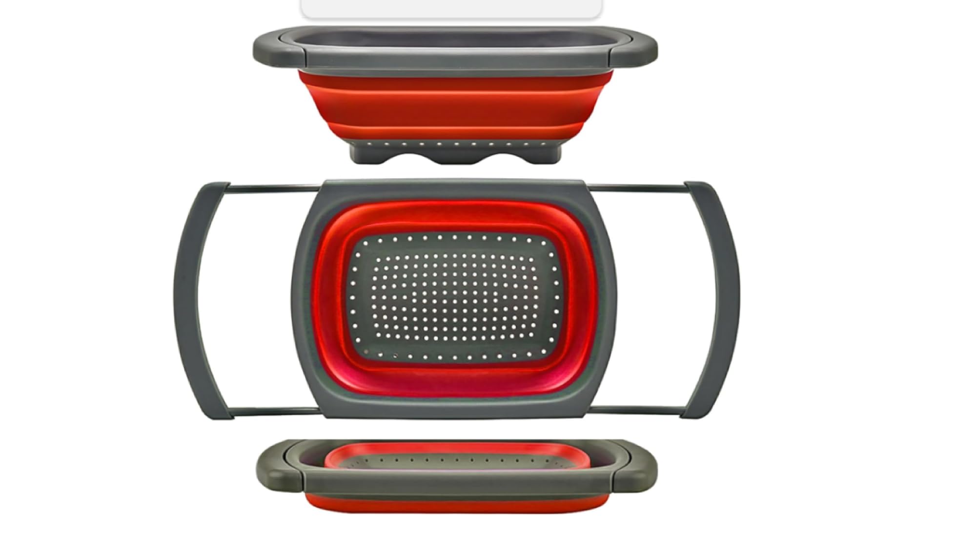 Colander collapsible,Collapsible strainer,Colander Strainer Over, Vegetables & Fruits – Over The Sink Strainer,Strainers (6 Quart) with Extendable Handles,Kitchen Essentials (red)
