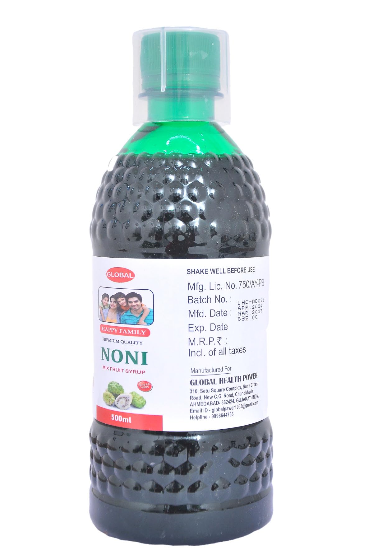 GLOBAL HEALTH POWER Noni Syrup 500ml - sugar free, Rich in Antioxidants, Boosts Energy, Builds Immunity, Natural Detoxifier Morinda citrifolia 1200mg 3