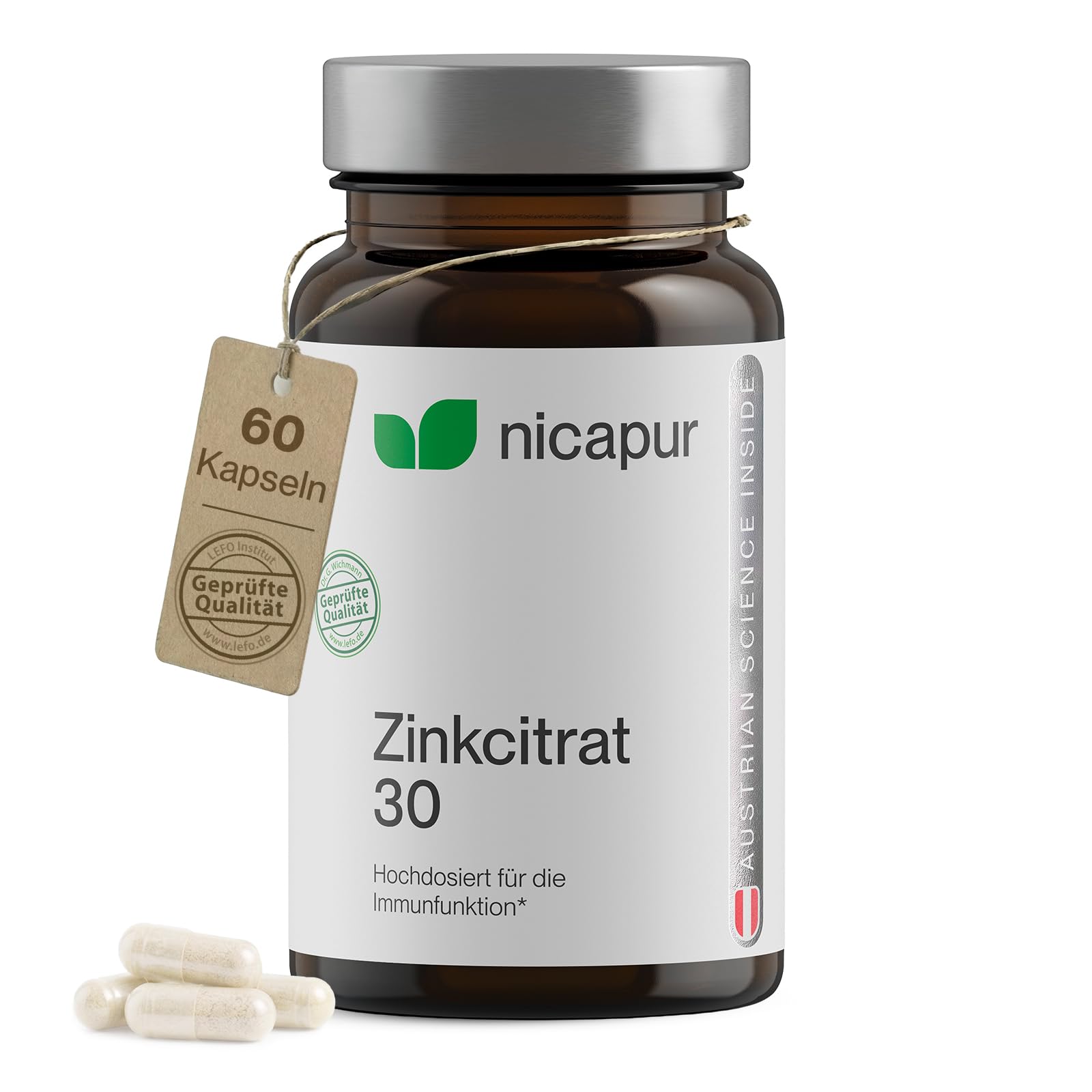 NICApur Zinkcitrat 30 Immunschutz-Element Kapseln, 60 St. Kapseln