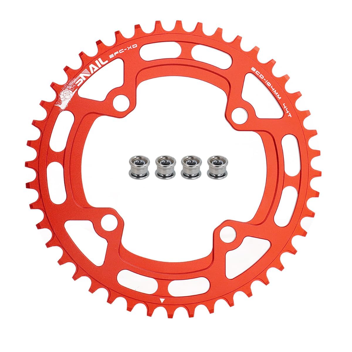 FOMTOR 104 BCD Chainring 44T 7-12 Speed Compatible CNC 7075 Aluminum Narrow Wide Tooth Round Chainrings for MTB/Road Bike Ebike Chainwheel Red