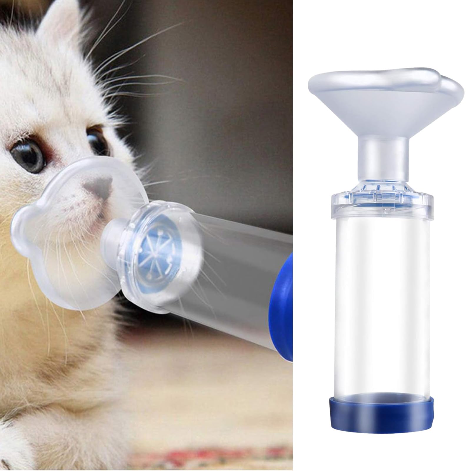 Katzen-/Hunde-Inhalator-Abstandshalter, Aerosolkammer Haustiere,Tragbarer Handabstandshalter mit Inhalationsventil mit geringem Widerstand | Leichte Aerosolkammer-Inhalator-Inhalationskammer für k