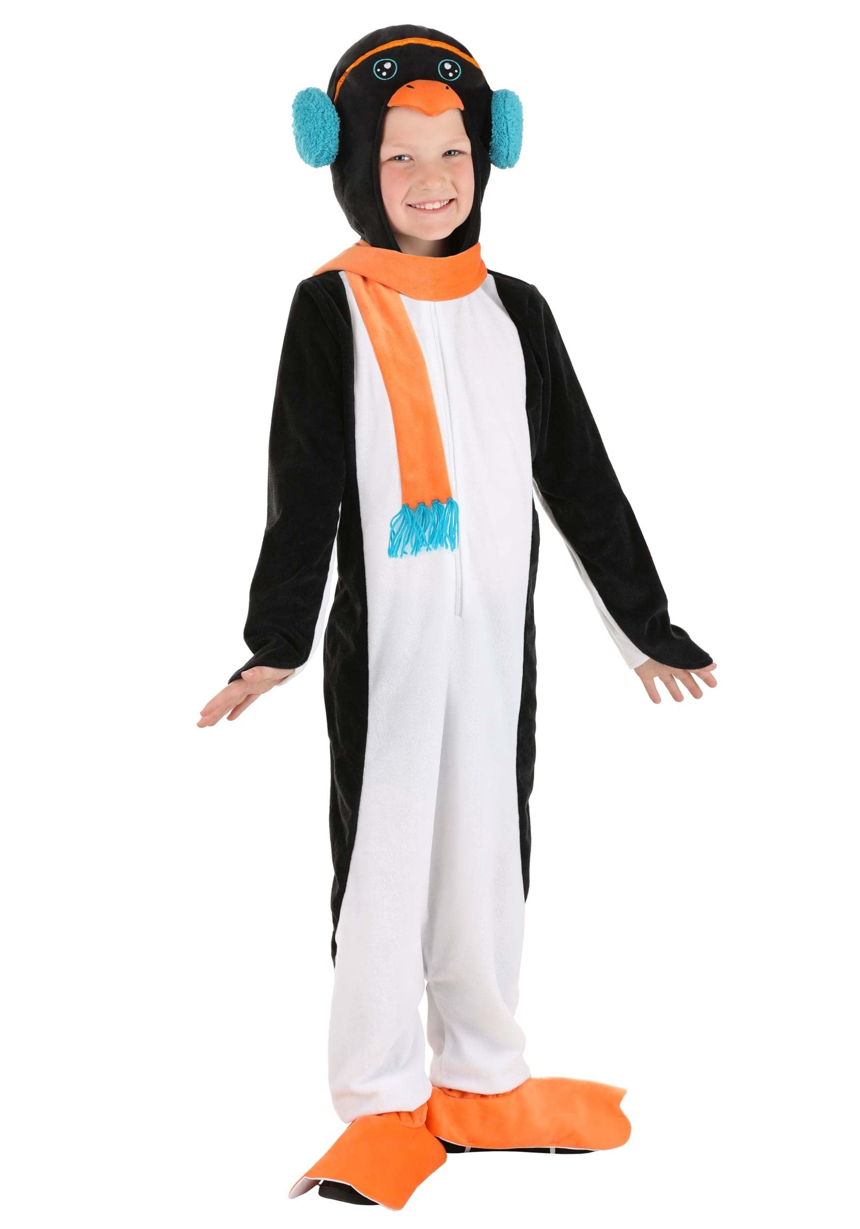 Fun Costumes Penguin Child Costume - Velour Jumpsuit, Wings, Beak, Foot Covers, Scarf
