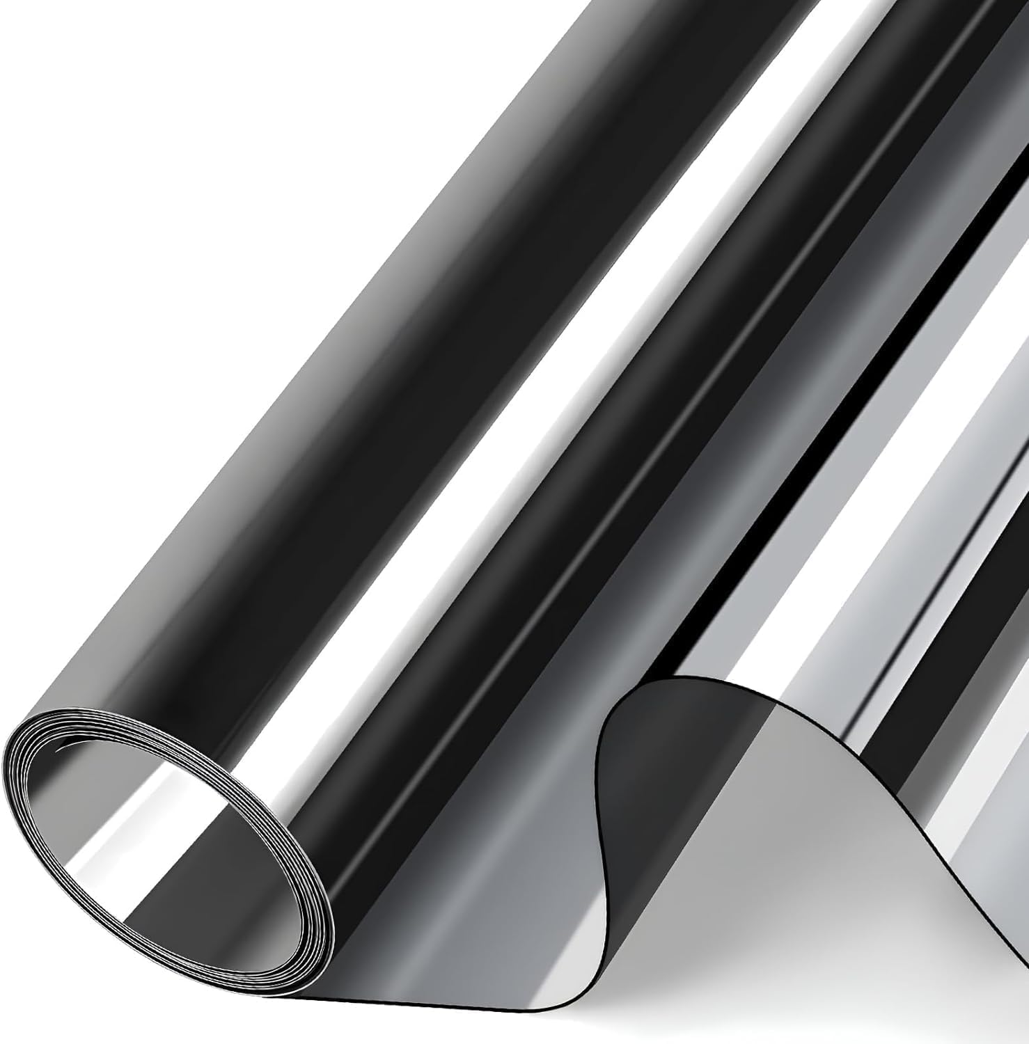Idrese 90X300cm Privacy Window Film Reflective Window Film See Out Not in Window Film Sun Blocking Heat Control Anti UV Non-Adhesive Static Cling for Home Office(Black)