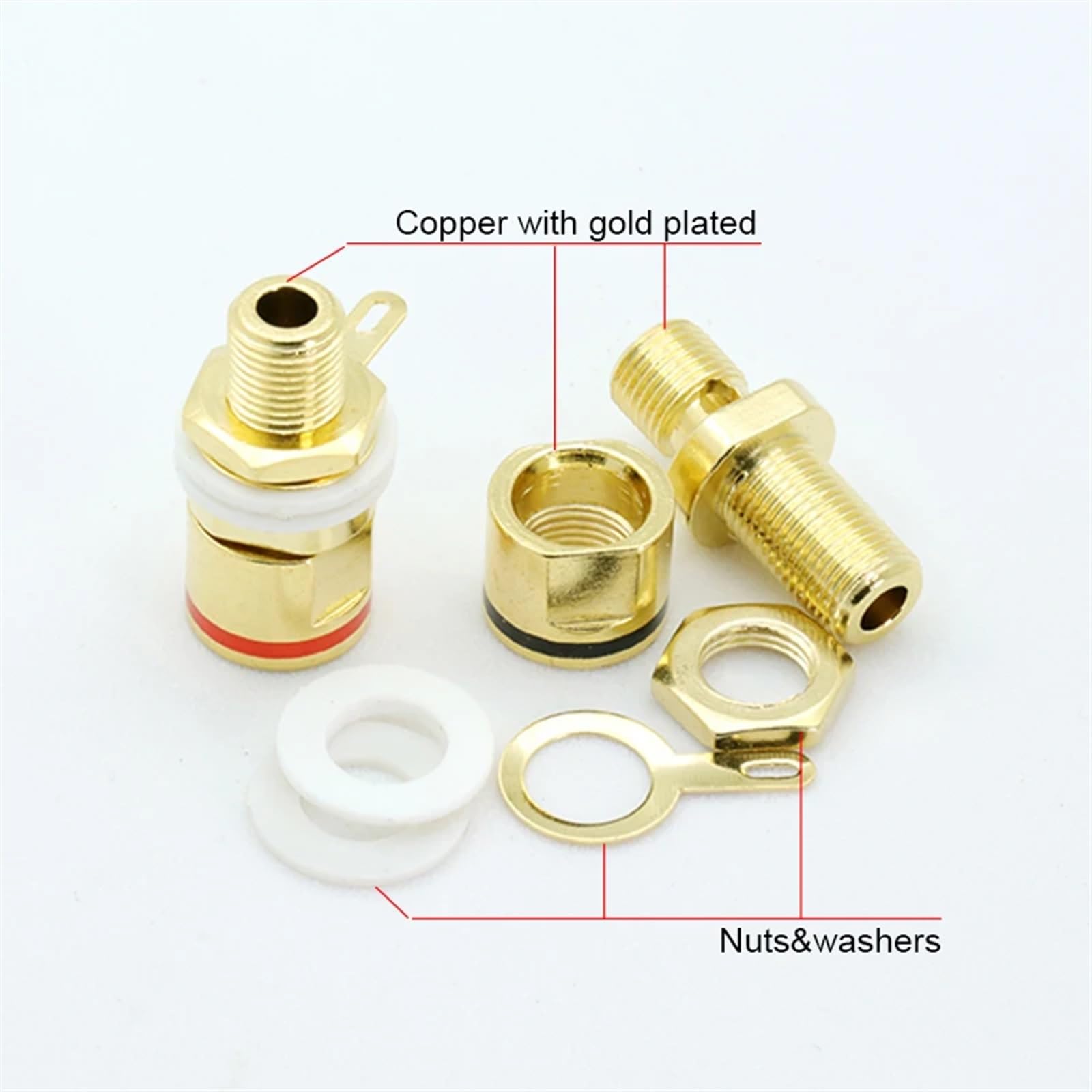 Prise Banane Rouge et Noire de 4mm, 10 pièces, connecteur de Poste de Liaison Professionnel en Laiton plaqué Or for fiche Banane de 4mm for Haut-Parleur