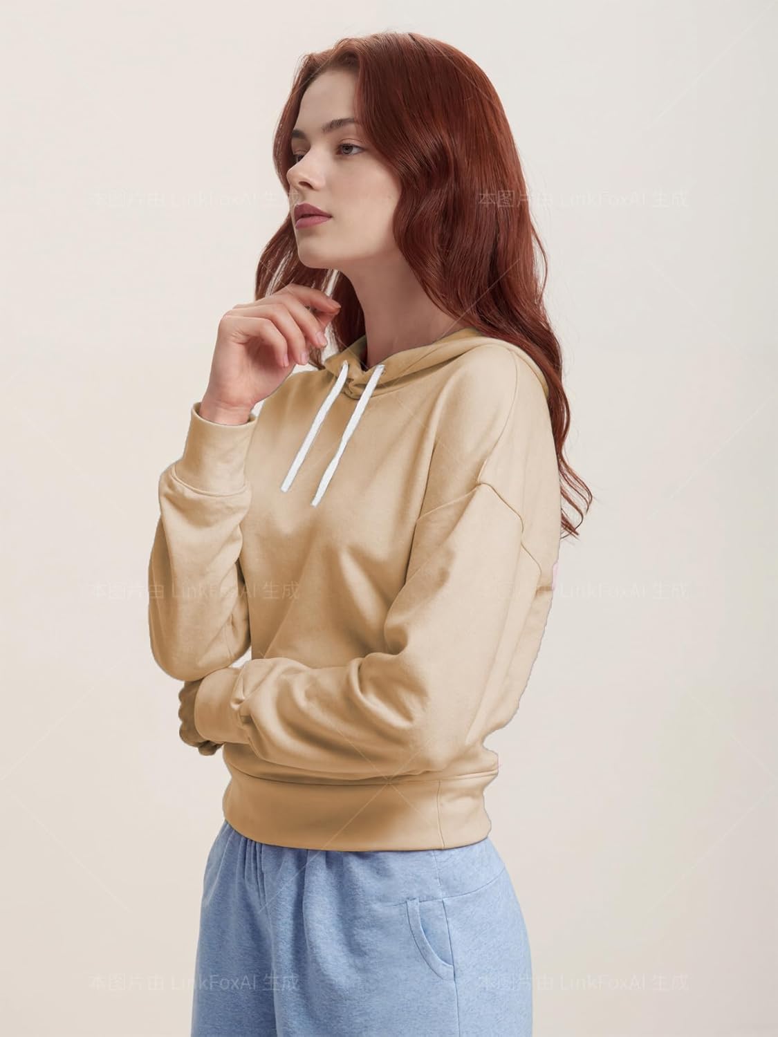 Women Hoodies Pullover Casual Thin Sweatshirts with Pockets Loose Fit Long Sleeve Drawstring Design Hoody Sweatshirt - Image 5