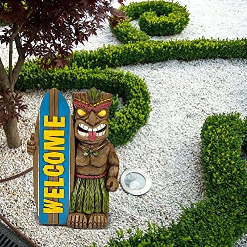 KENANLAN tiki statues outdoor large 19 * 13 * 8 Garden Statue Welcome Sign Surfboard Ornaments for Outdoor Decoration(No Light) - Image 2