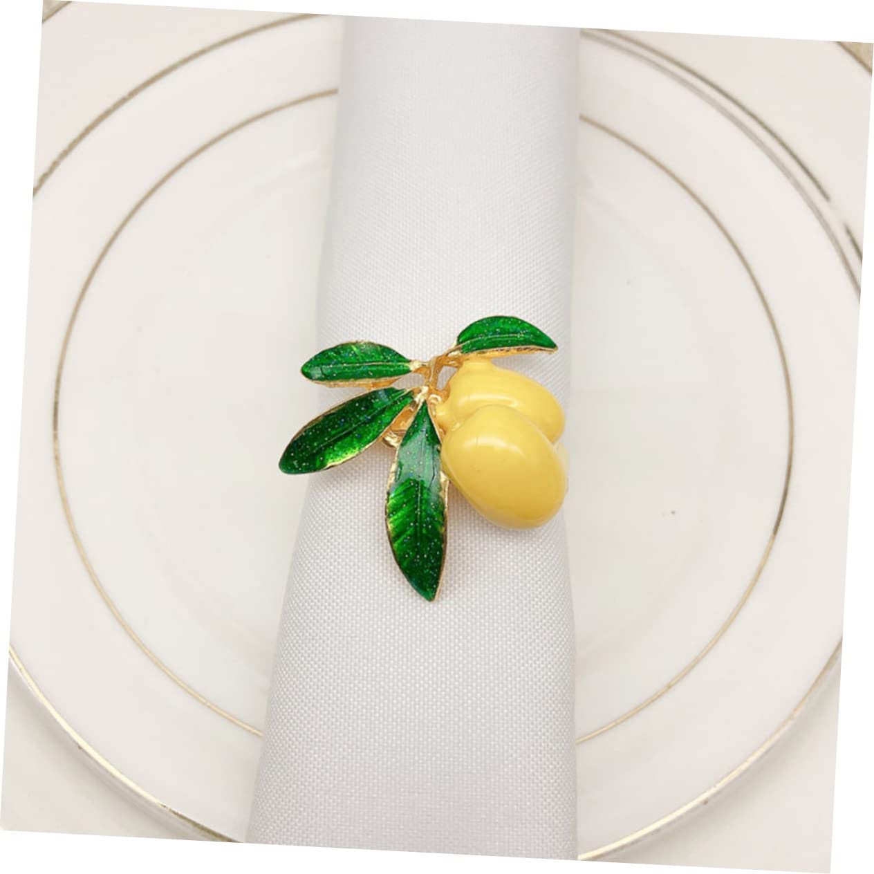 Cabilock 4 Set Portatovaglioli Al Decorazione Casa Home Decoration Festina Ospiti El Party Porta Titolari Portatovaglioli Domestici Portatovagliolo Metallo Yellow 6 Pezzi * 4
