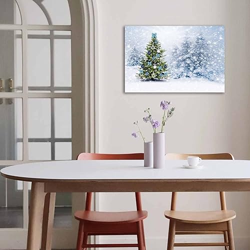 Miniatura 9 de NTEUMM Lienzo decorativo para pared, diseño de árbol de Navidad, copos de nieve, decoración moderna para el hogar, dormitorio, oficina (E, sin
