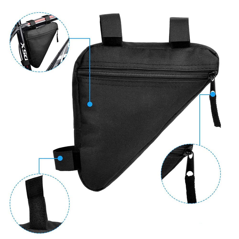 Retoo Trójkątna torba rowerowa 2l torba na ramę trójkątna rowerowa idealna na zamek rowerowy narzędzia torba na ramę rowerową rower wyścigowy MTB czarna 20 x 18,5 x 4 cm