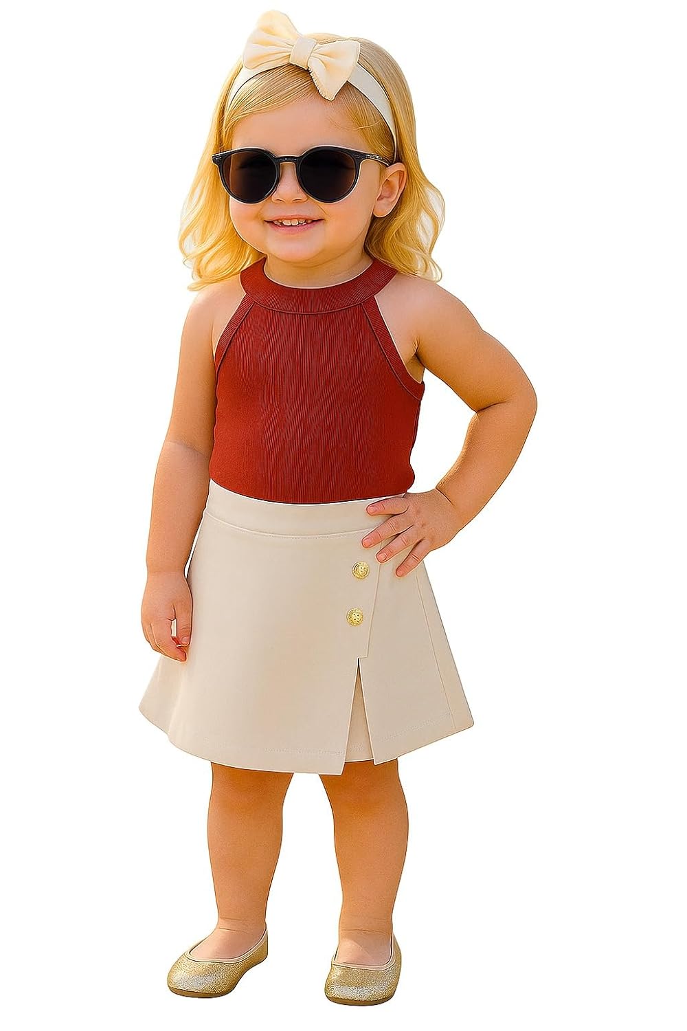 A.T.U.N. (ALL THINGS UBER NICE) Girls Stylish Two Piece Outfit Set with Sleeveless Tank Top and Skort | Casual Summer Clothing