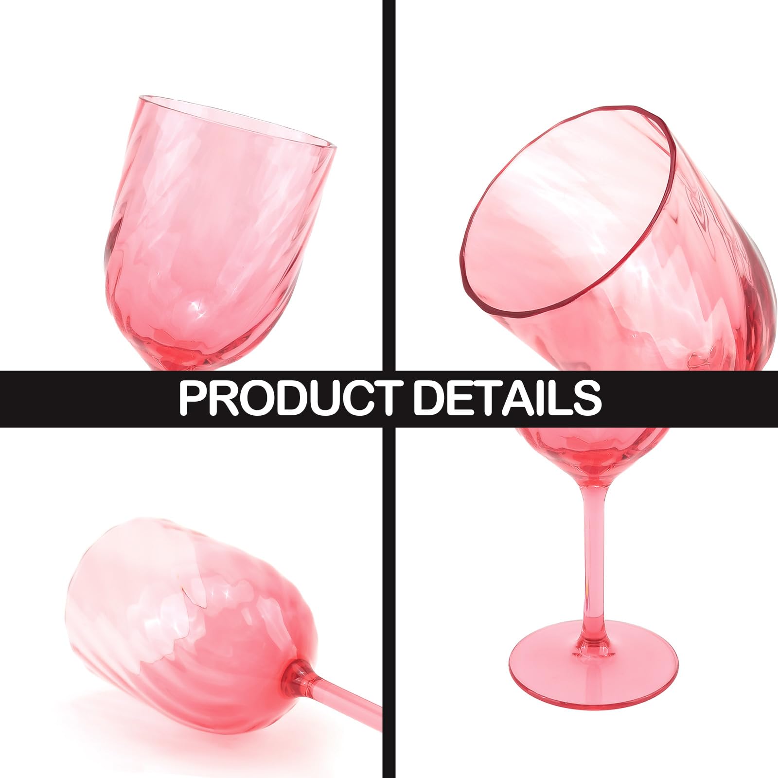 Set di 6 bicchieri da vino infrangibili, in acrilico, per interni ed esterni, senza BPA, infrangibili (multicolore)